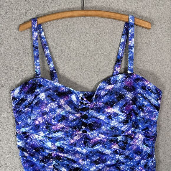Torrid Women’s Bathing Suit Top Size L Cosmic Space Tankini Tummy Control Adjust - Picture 2 of 12